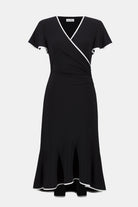 Silky Knit Wrap Dress With Contrast Trim
