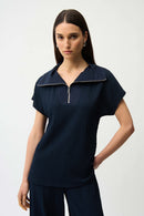 Joseph Ribkoff Seersucker Boxy Top With Memory Collar-261017