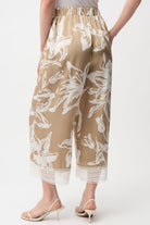 Recycled Satin Floral Print Pull-On Culotte Pants