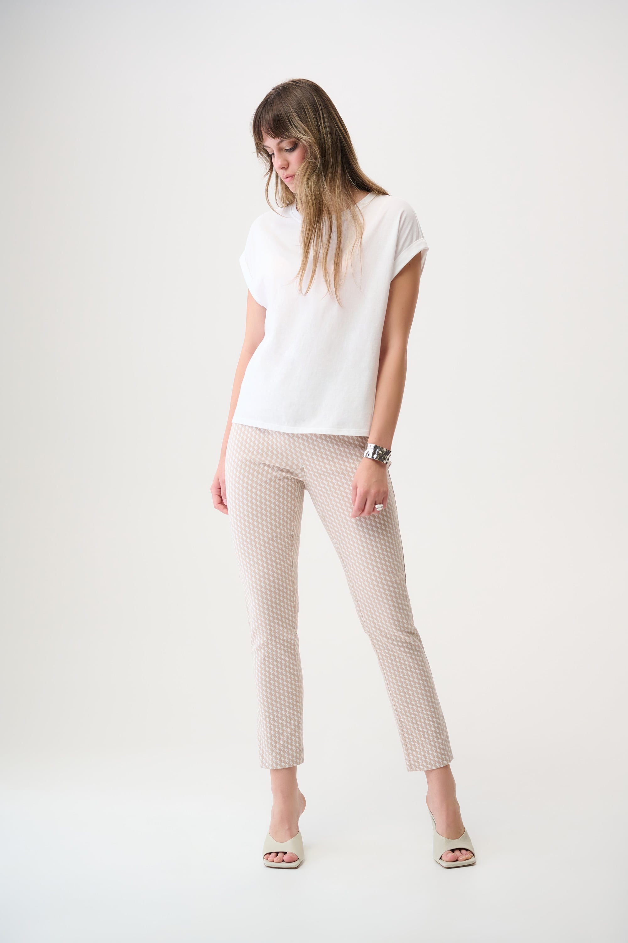 Geometric Jacquard Pull-On Slim Fit Pants