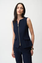 Lux Twill Fitted Vest With Front Zipper