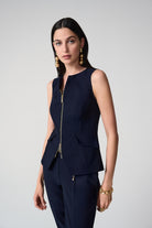 Lux Twill Fitted Vest With Front Zipper