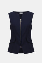 Lux Twill Fitted Vest With Front Zipper