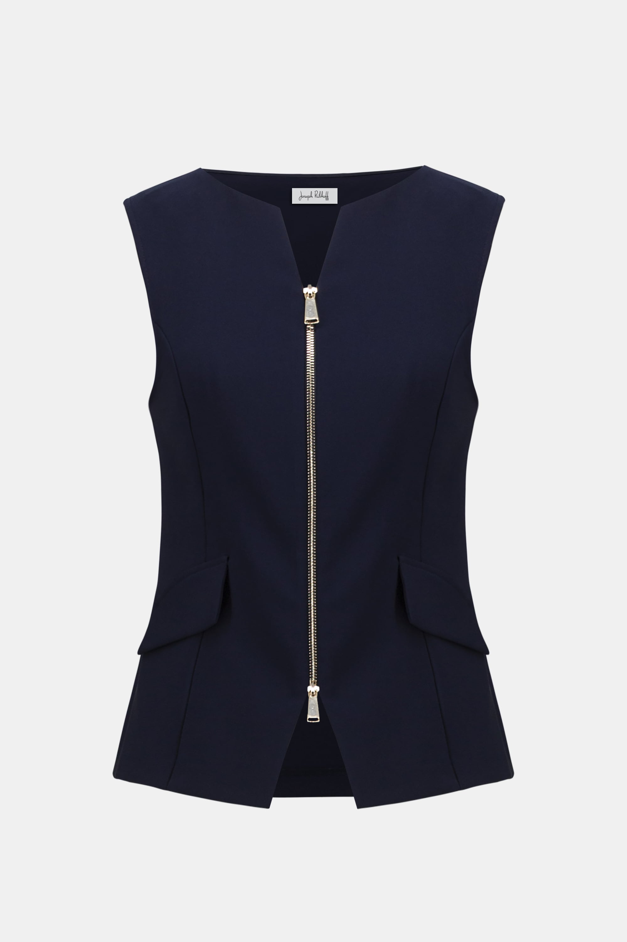 Lux Twill Fitted Vest With Front Zipper