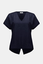 Geometric Textured Jacquard Top With V-neckline