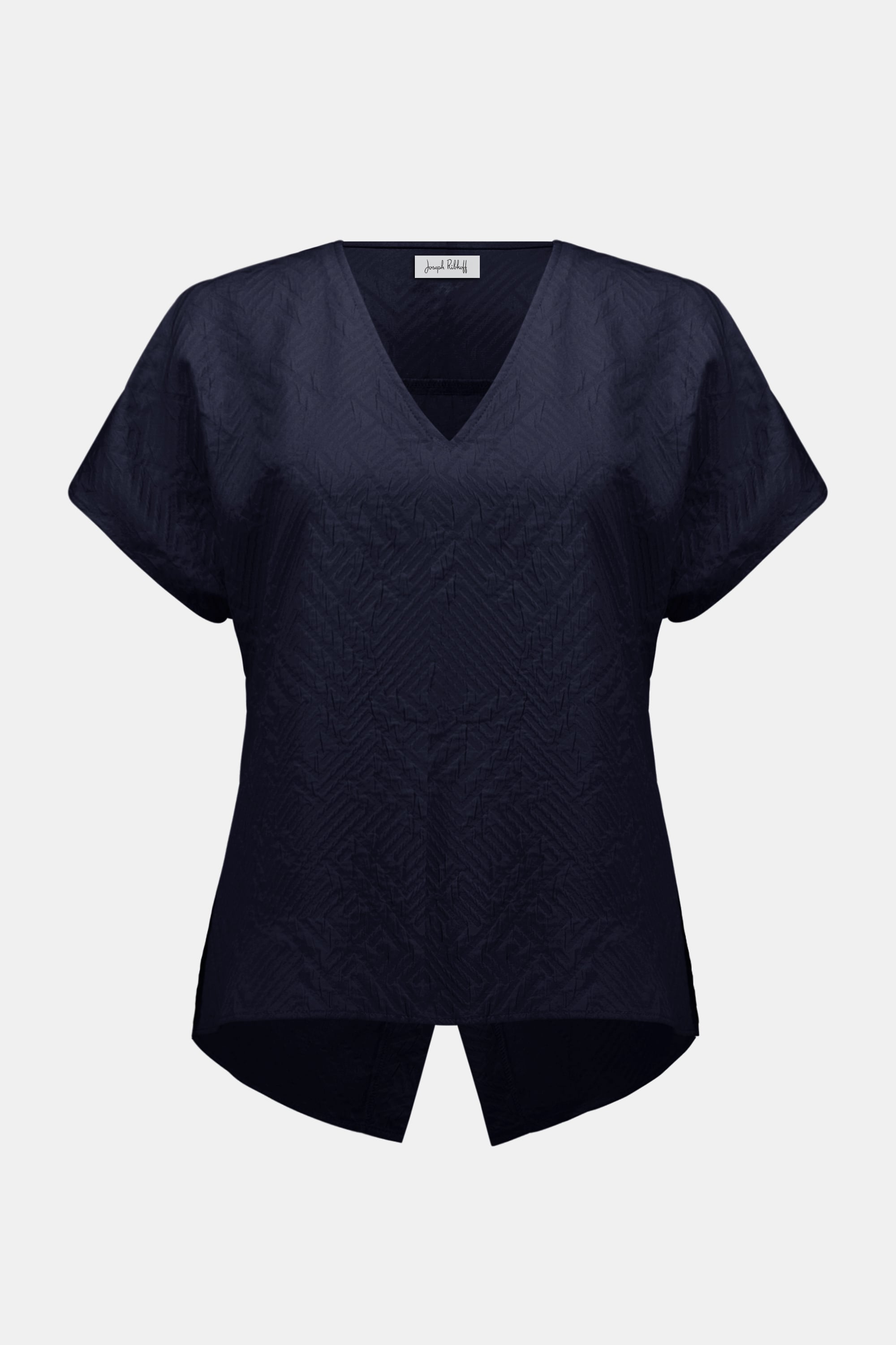 Geometric Textured Jacquard Top With V-neckline