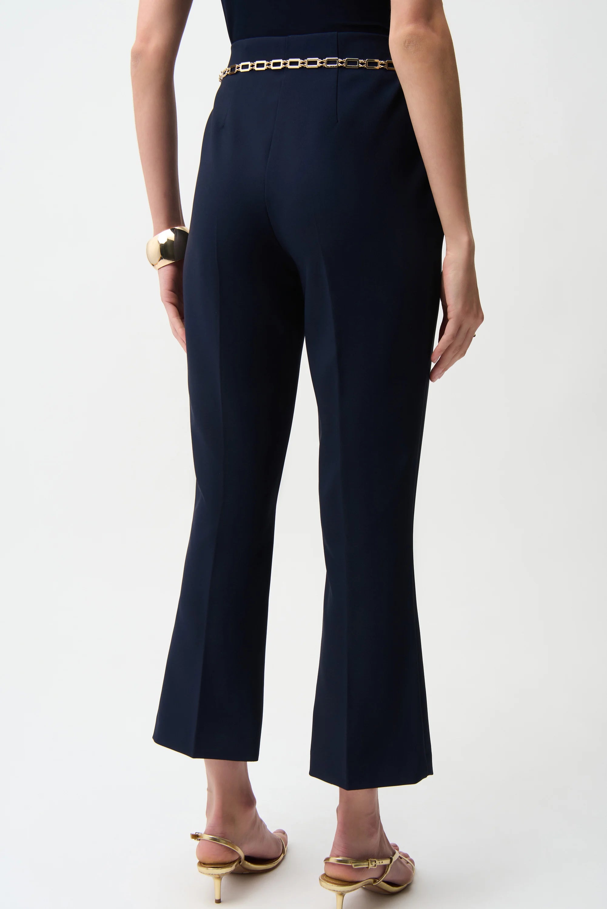 Joseph Ribkoff Twill Pull-On Flare Pants With Chain Belt-261059
