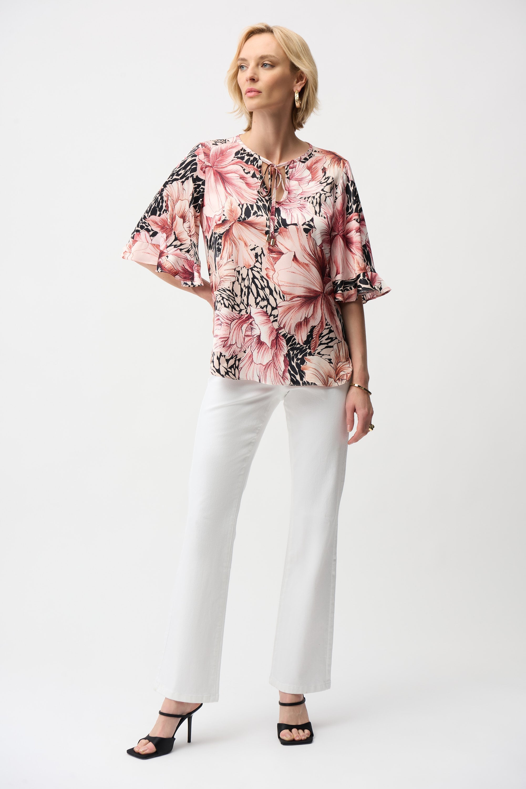 Recycled Satin Floral Print Straight Top
