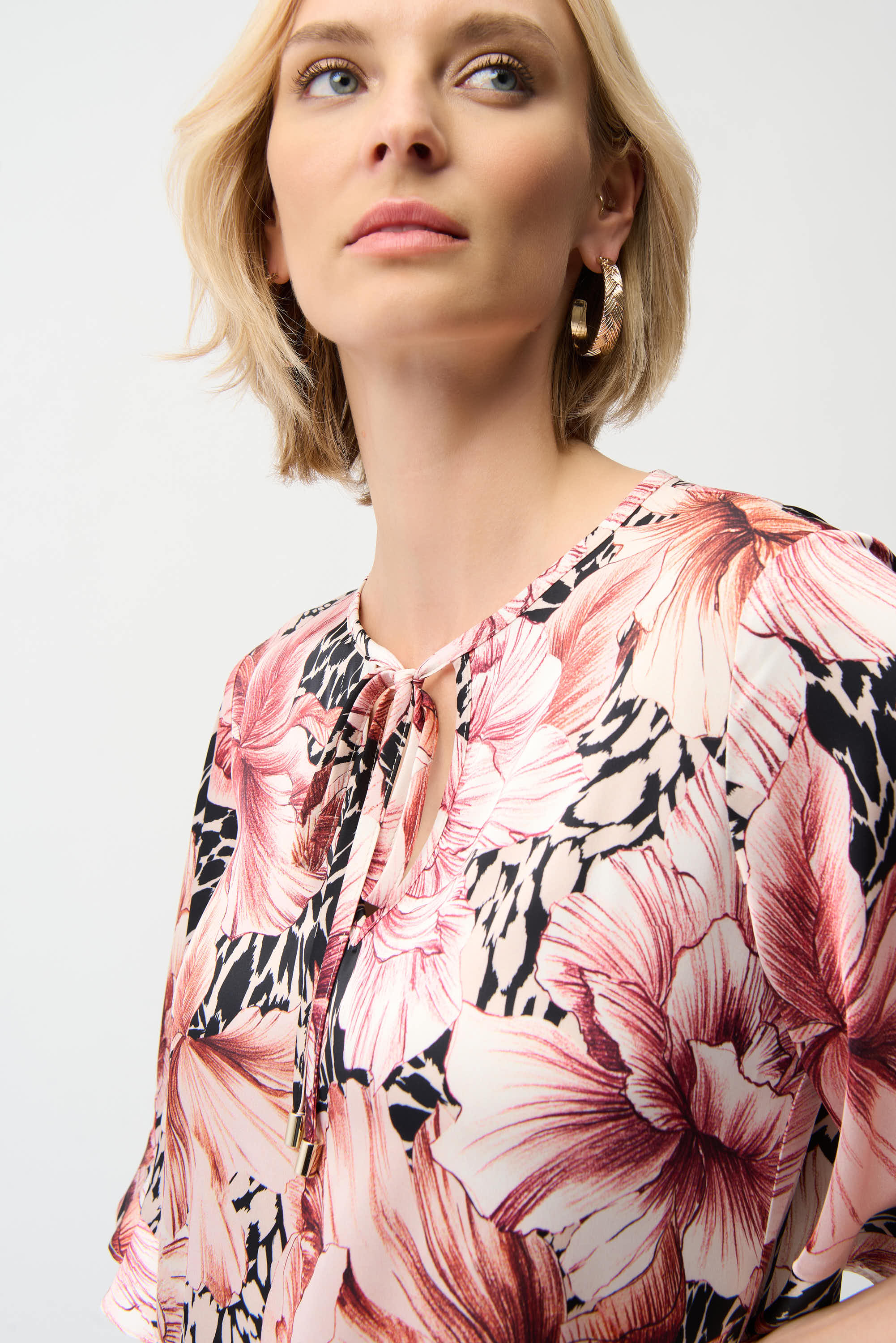 Recycled Satin Floral Print Straight Top
