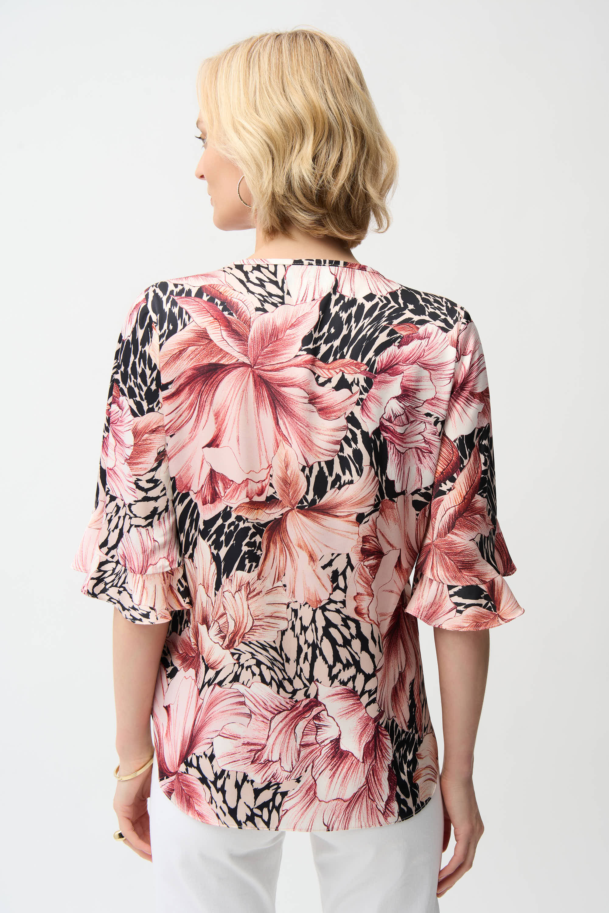 Recycled Satin Floral Print Straight Top