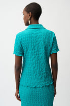 Textured Knit Fitted Top With Zipped Neckline