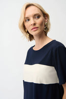 Joseph Ribkoff Silky Knit & Stretch Poplin Color Block Boxy Top-261080