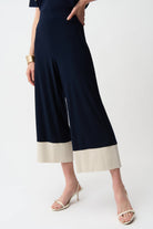 Silky Knit & Stretch Poplin Color Block Pull-On Culotte Pants