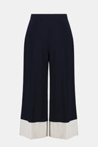 Silky Knit & Stretch Poplin Color Block Pull-On Culotte Pants