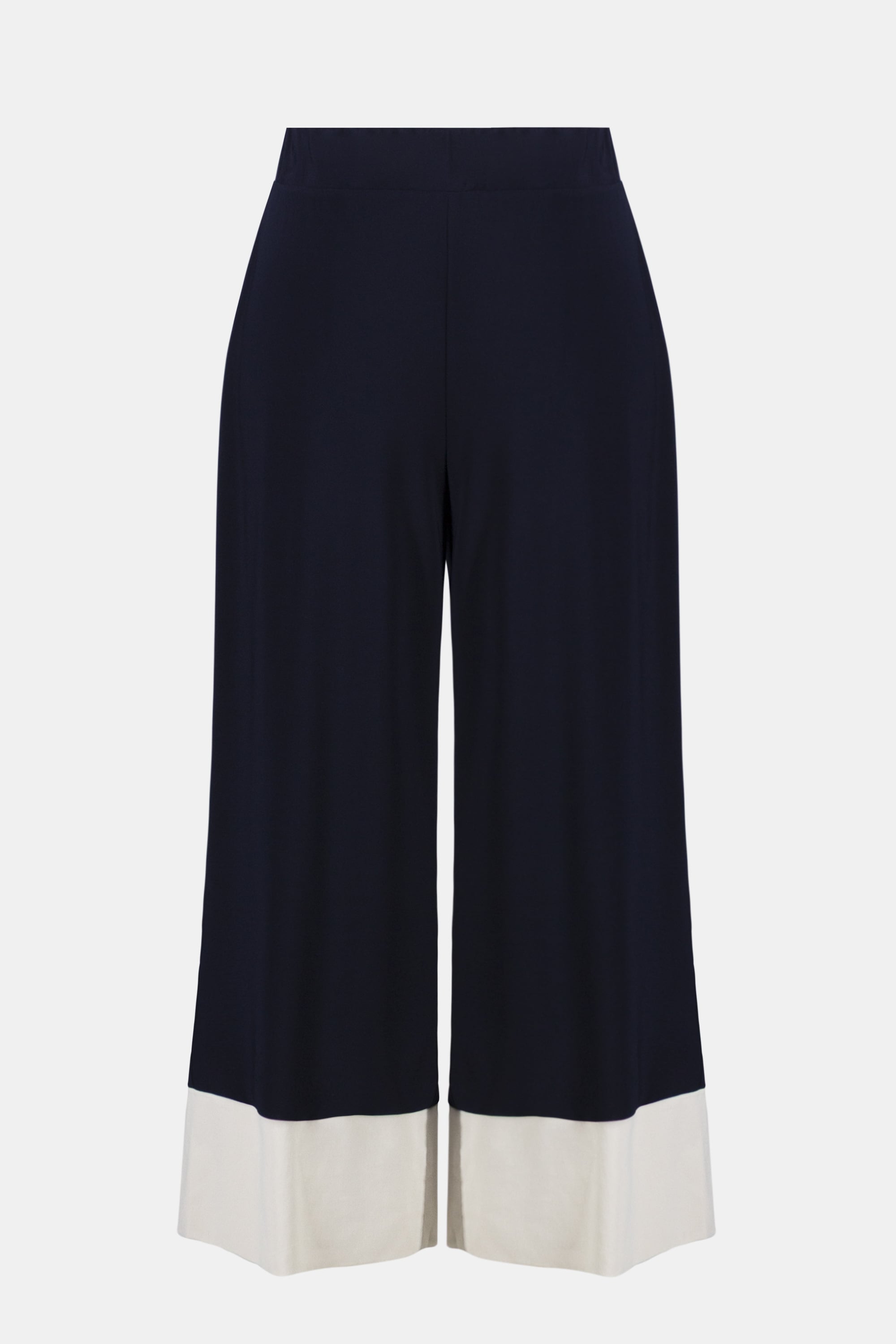 Silky Knit & Stretch Poplin Color Block Pull-On Culotte Pants