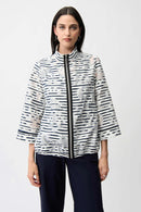 Joseph Ribkoff Jacquard Organza Stripe Bomber Jacket-261094