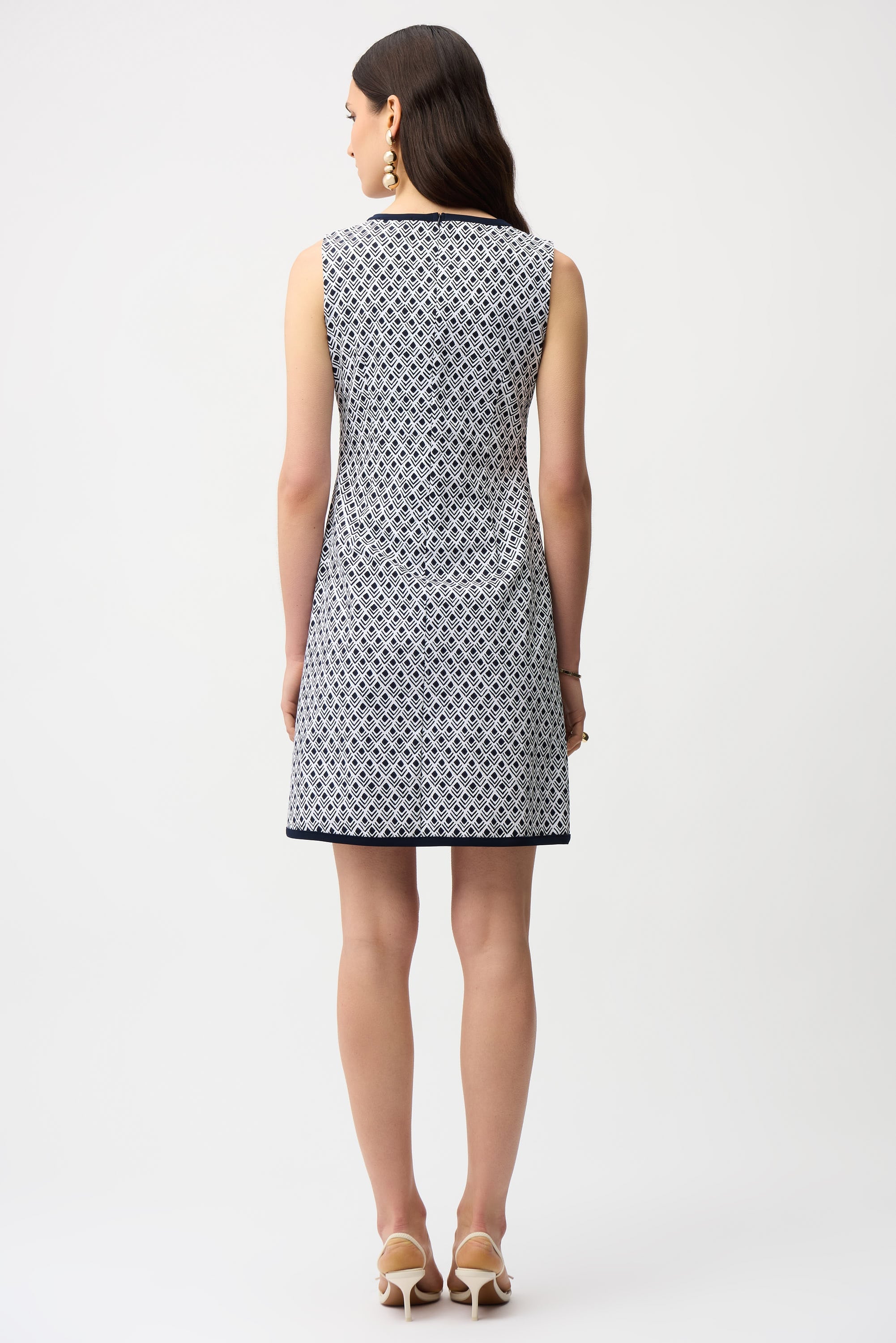 Millennium Geometric Print A-Line Dress With Contrast Trim