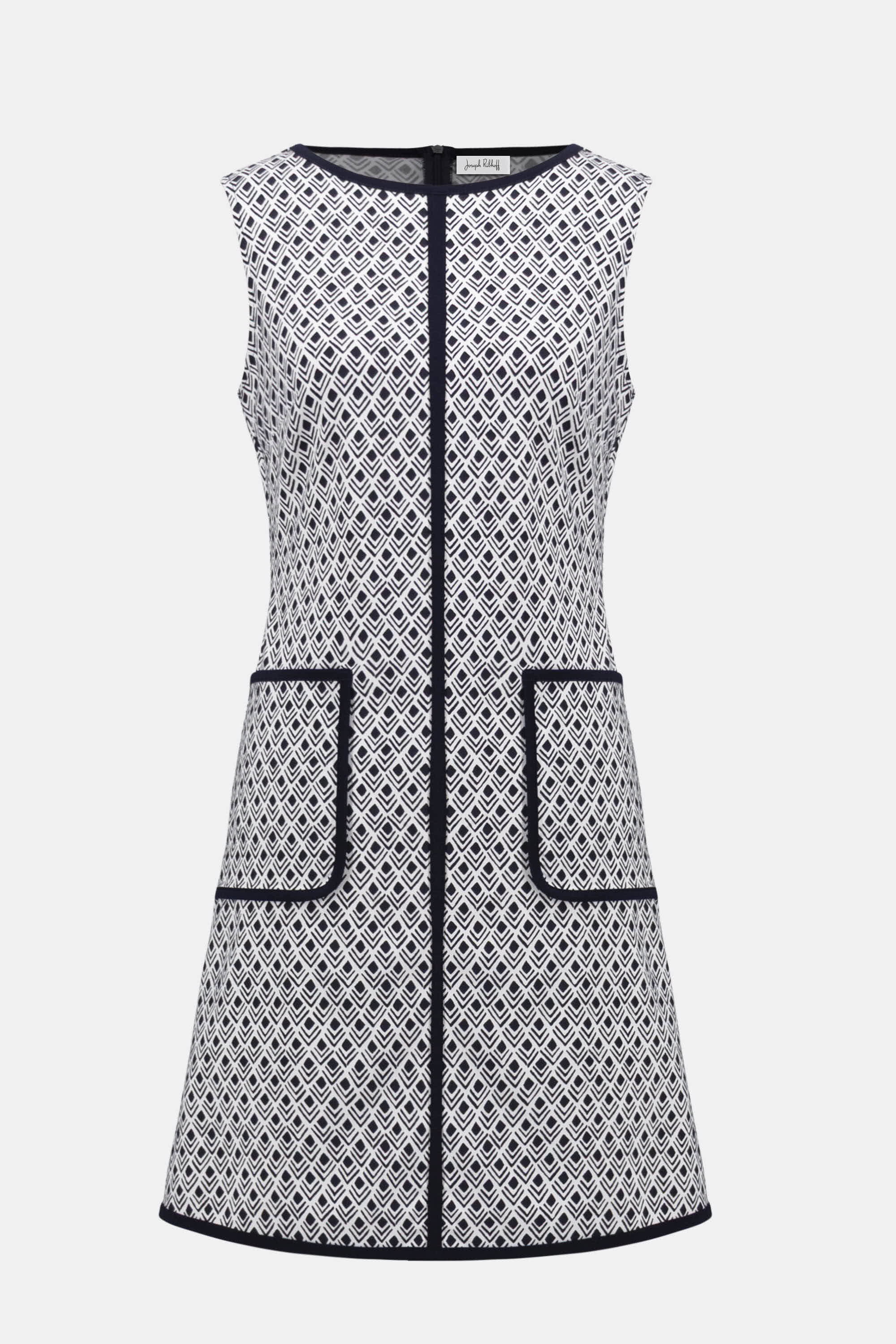 Millennium Geometric Print A-Line Dress With Contrast Trim