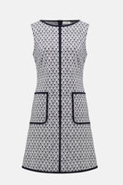 Millennium Geometric Print A-Line Dress With Contrast Trim