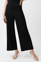Pleated Scuba Crepe Wide Leg Pull-On Pants