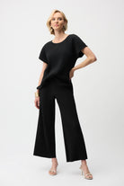 Pleated Scuba Crepe Wide Leg Pull-On Pants