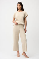 Pleated Scuba Crepe Wide Leg Pull-On Pants