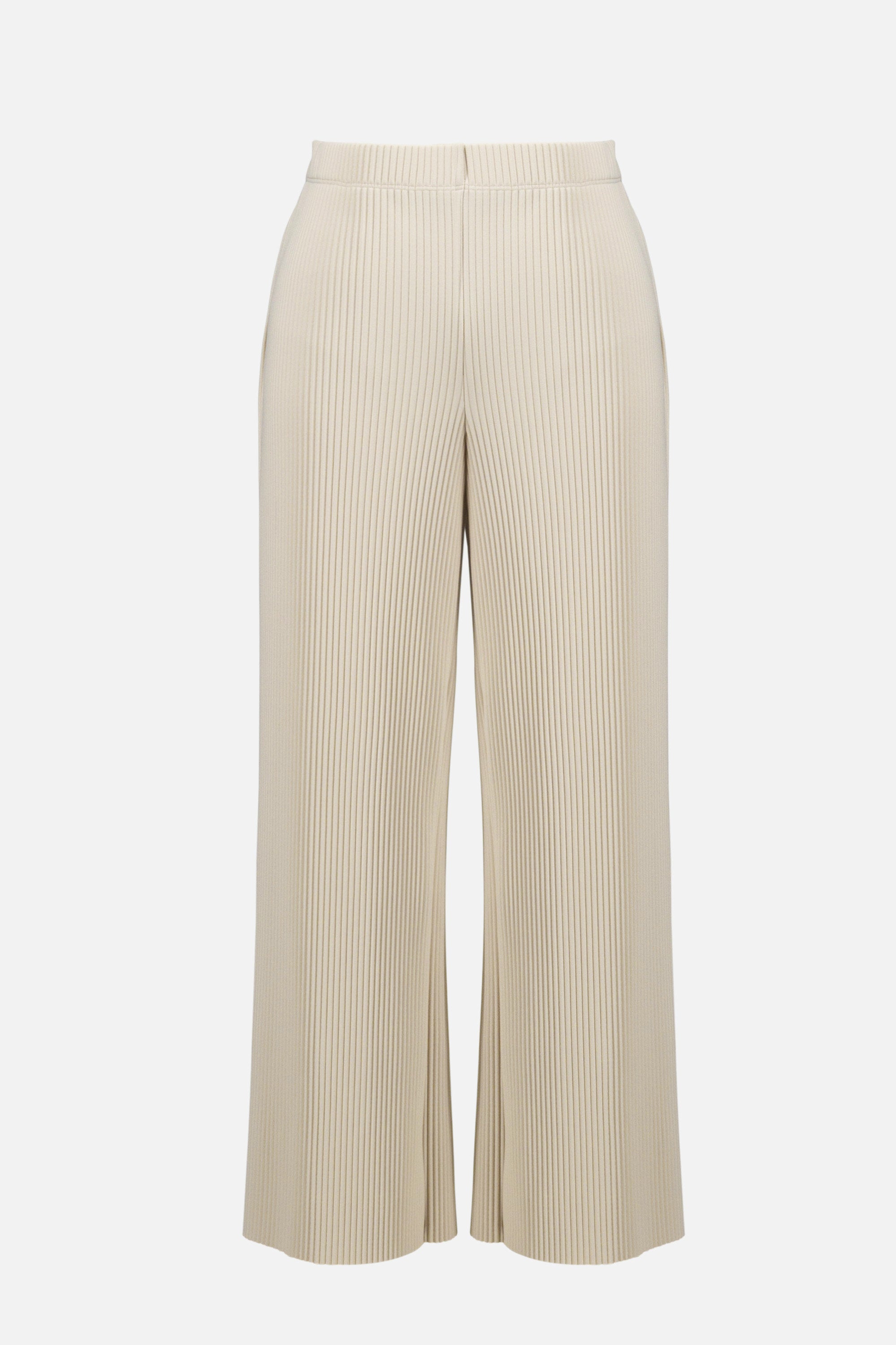 Pleated Scuba Crepe Wide Leg Pull-On Pants