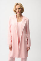 Bouclé Straight Coat With Fringe Detail