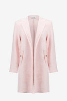 Bouclé Straight Coat With Fringe Detail