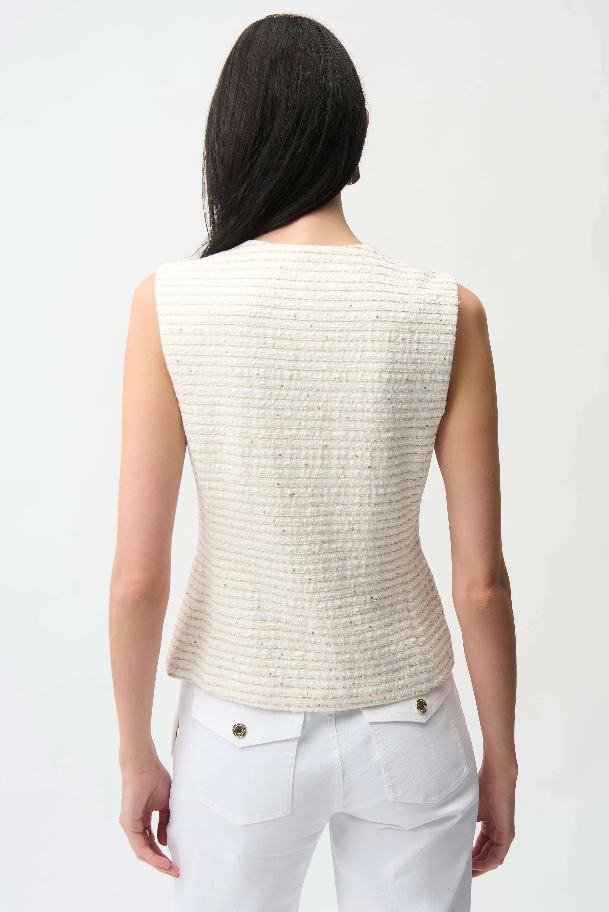 Joseph Ribkoff Bouclé Fitted Vest With Gold Buttons-261113
