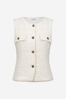 Joseph Ribkoff Bouclé Fitted Vest With Gold Buttons-261113