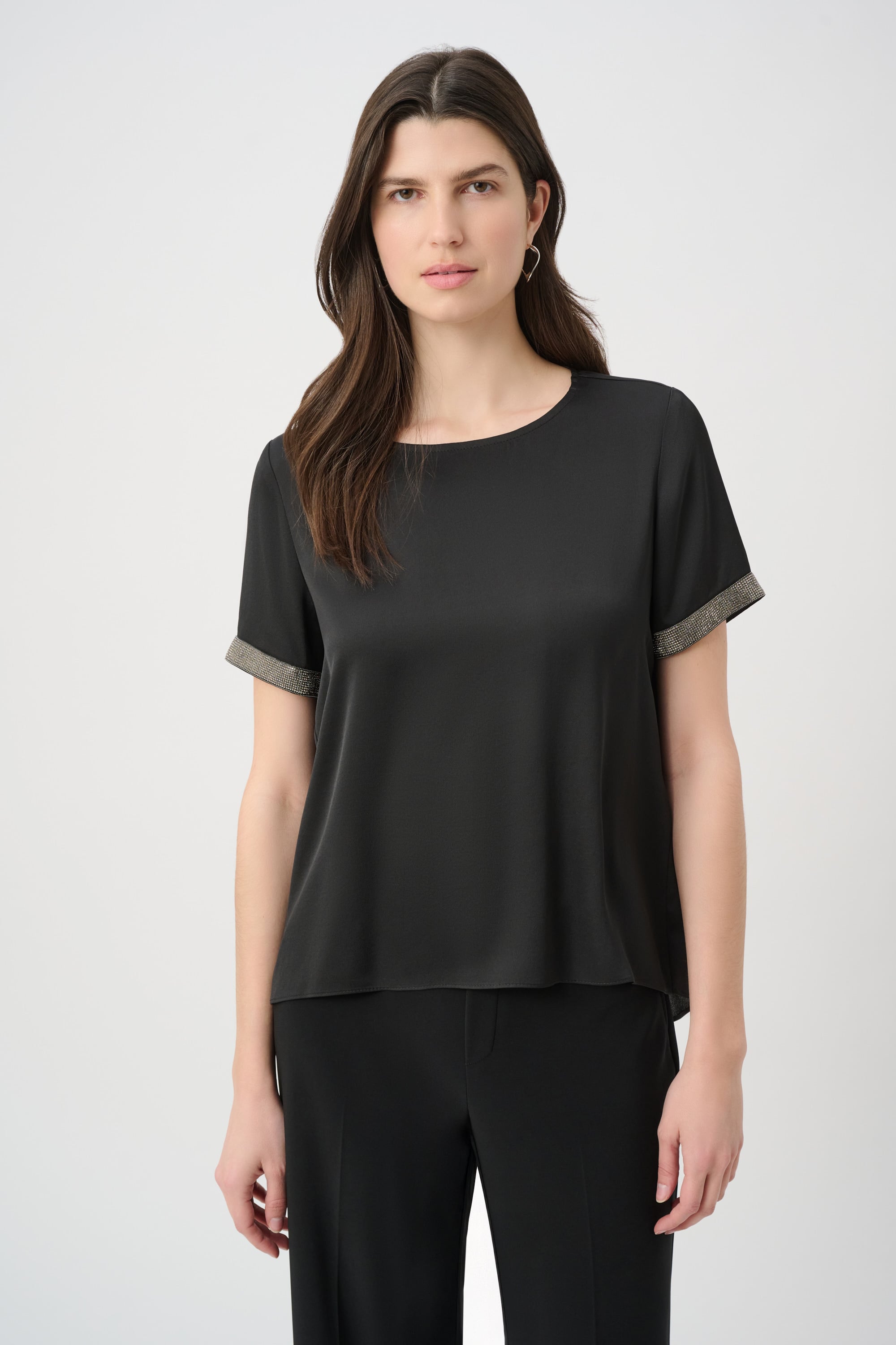 Recycled Satin Top With Rhinestones detail