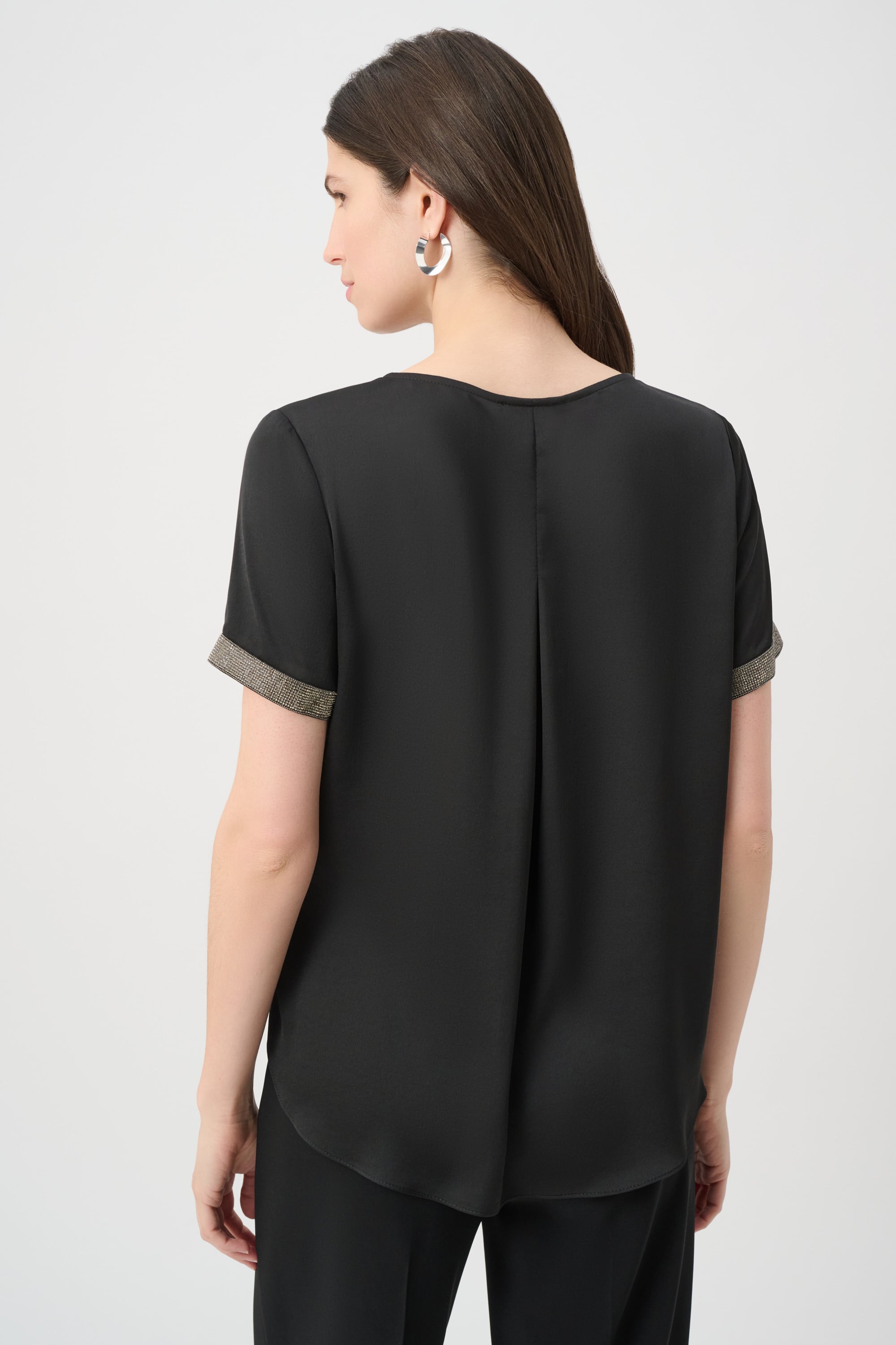 Recycled Satin Top With Rhinestones detail