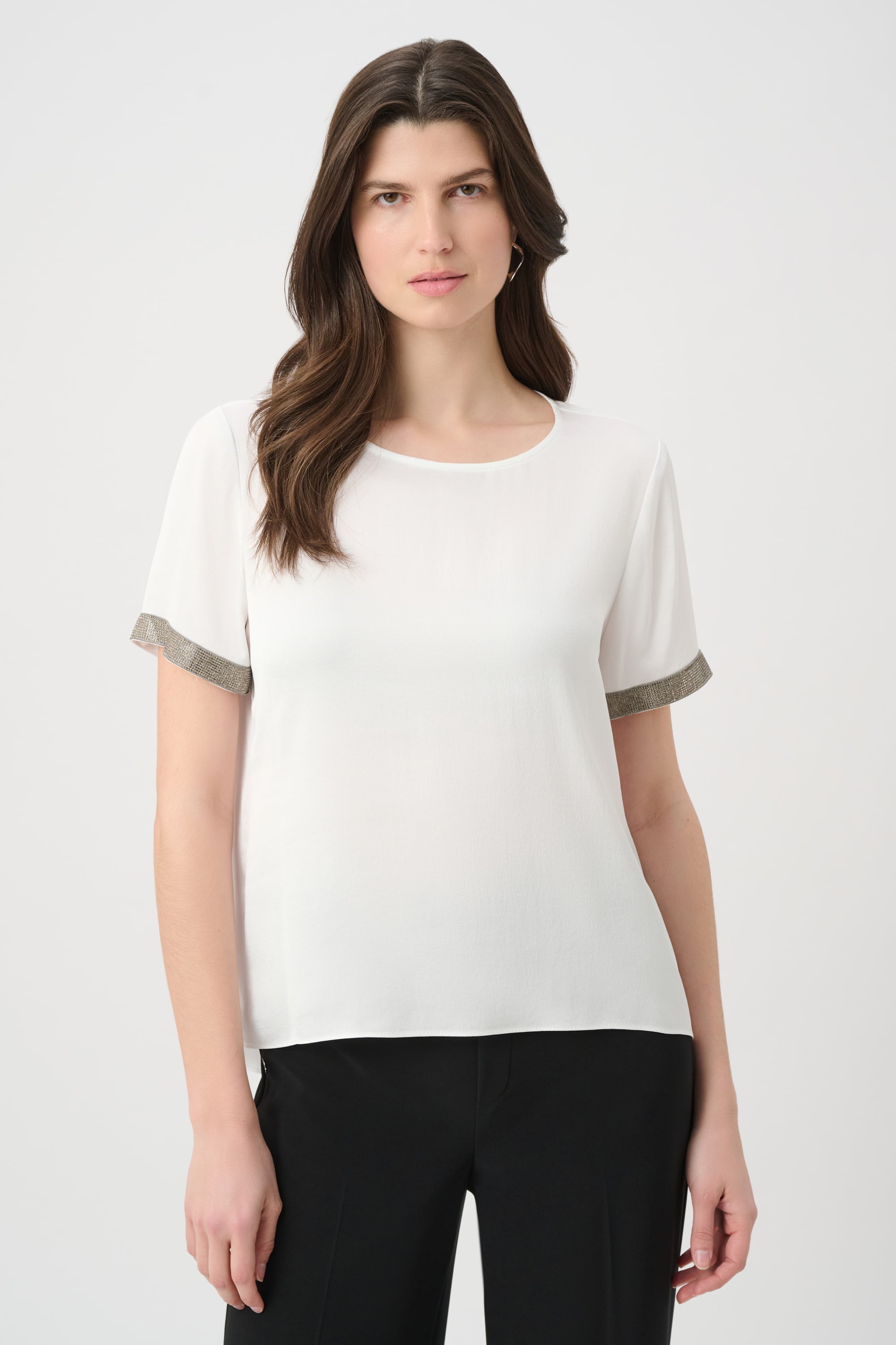 Recycled Satin Top With Rhinestones detail