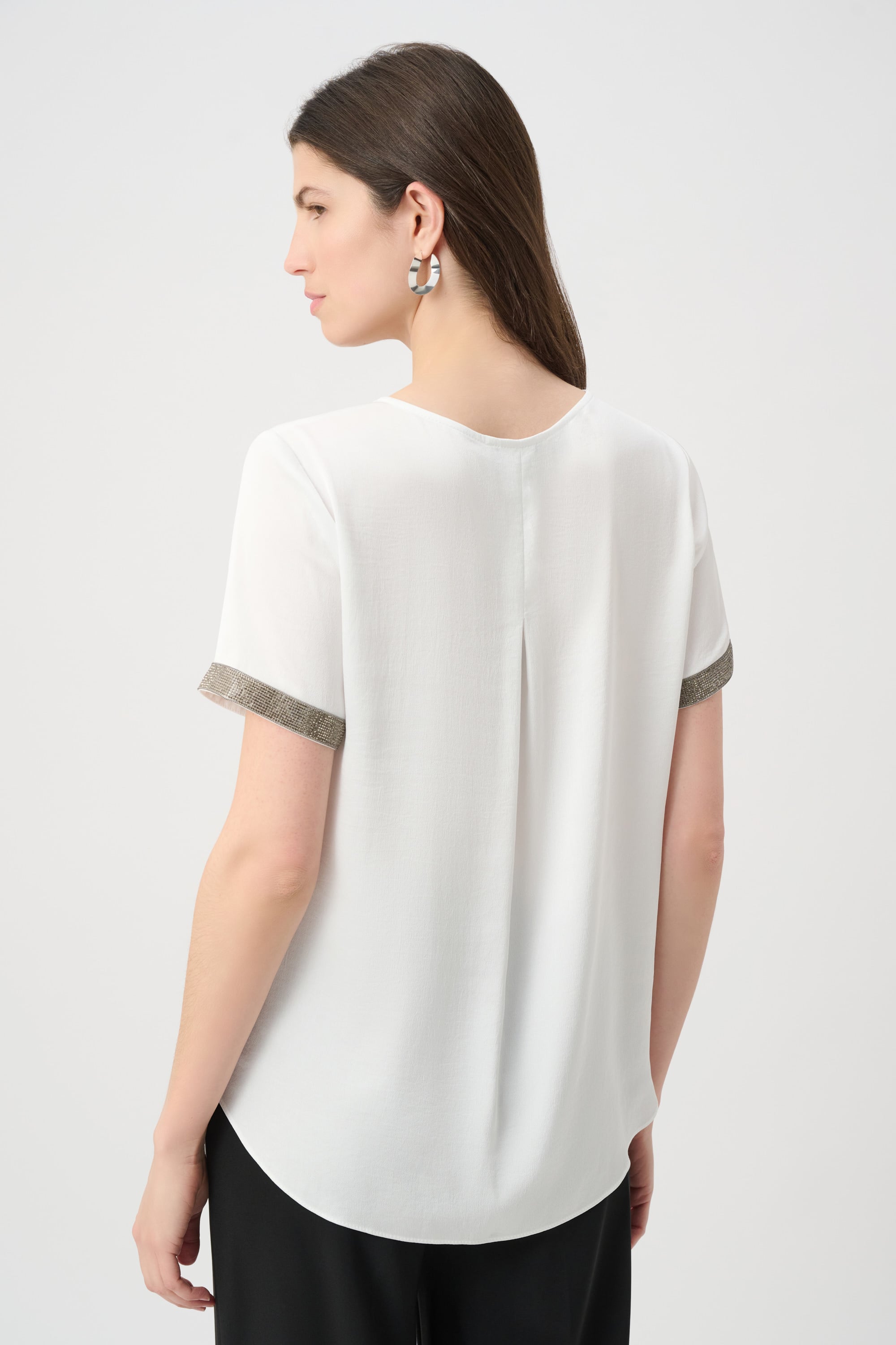 Recycled Satin Top With Rhinestones detail