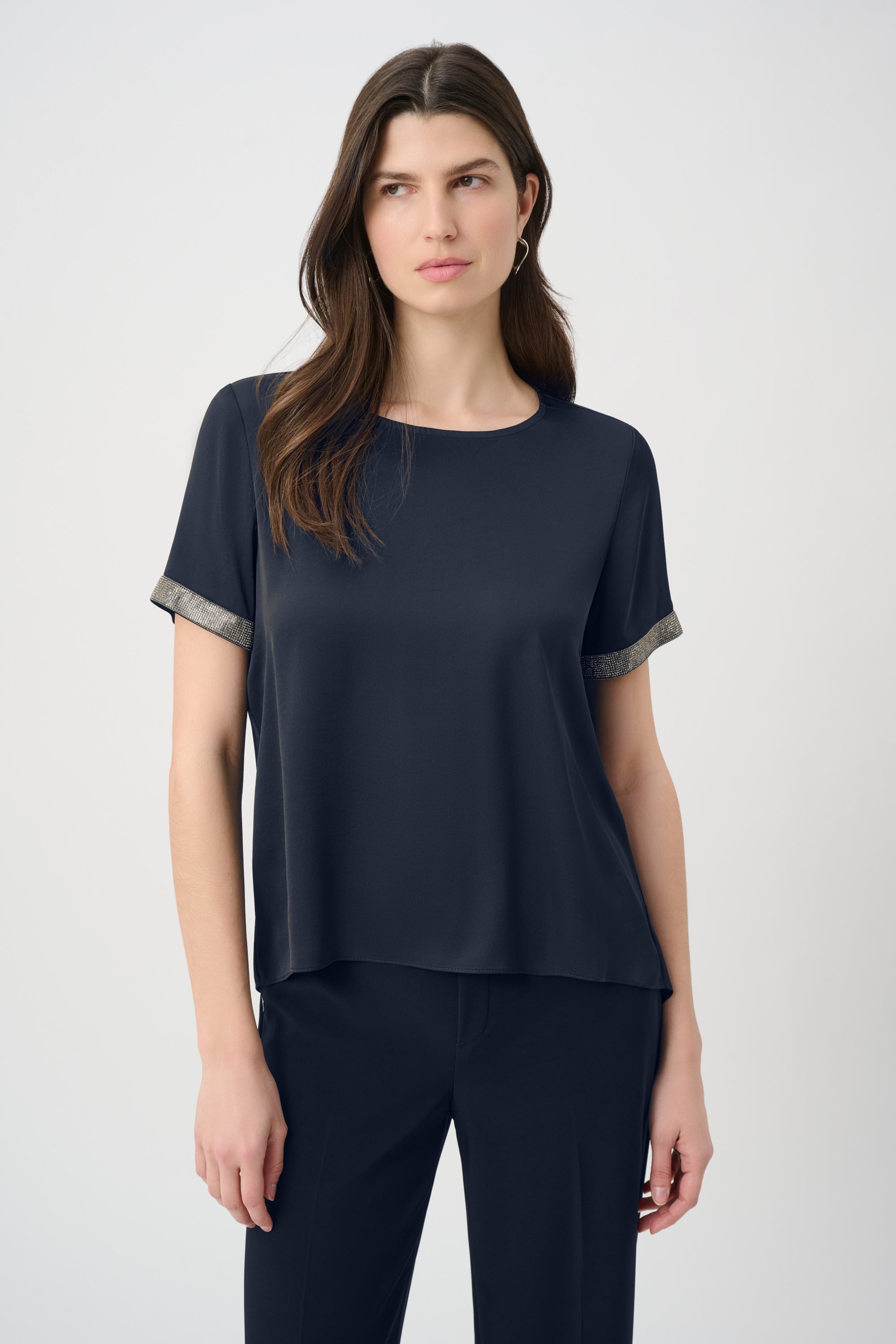 Recycled Satin Top With Rhinestones detail