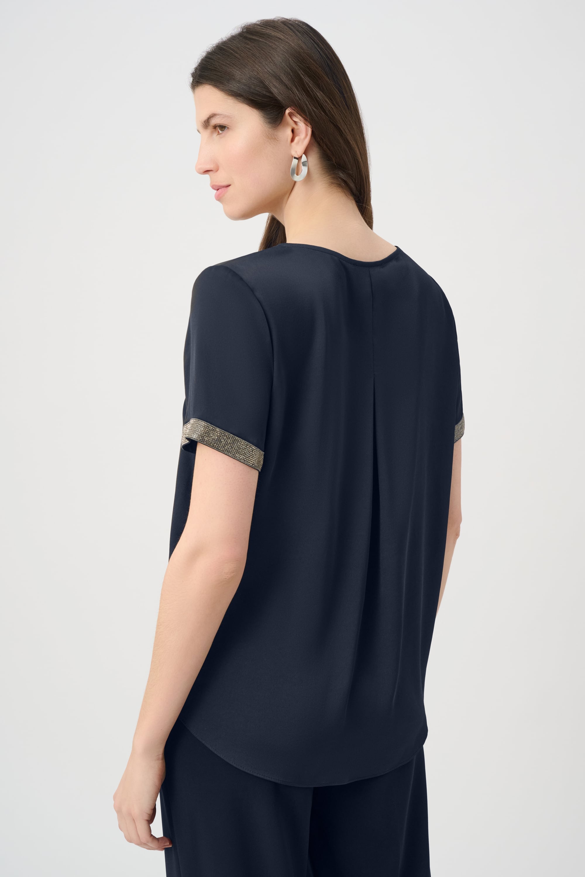 Recycled Satin Top With Rhinestones detail
