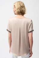 Joseph Ribkoff Recycled Satin Top With Rhinestones detail-261116