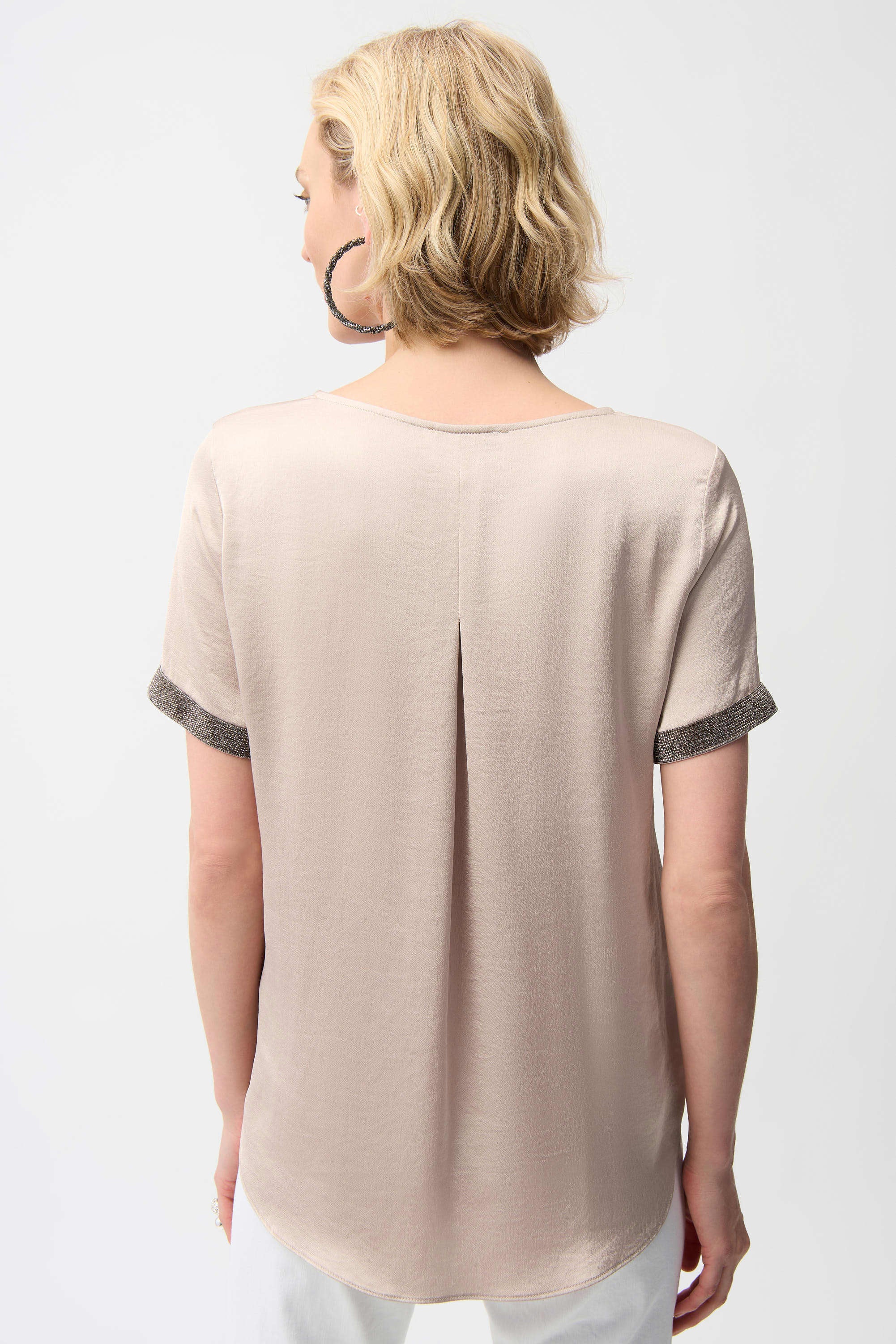 Joseph Ribkoff Recycled Satin Top With Rhinestones detail-261116