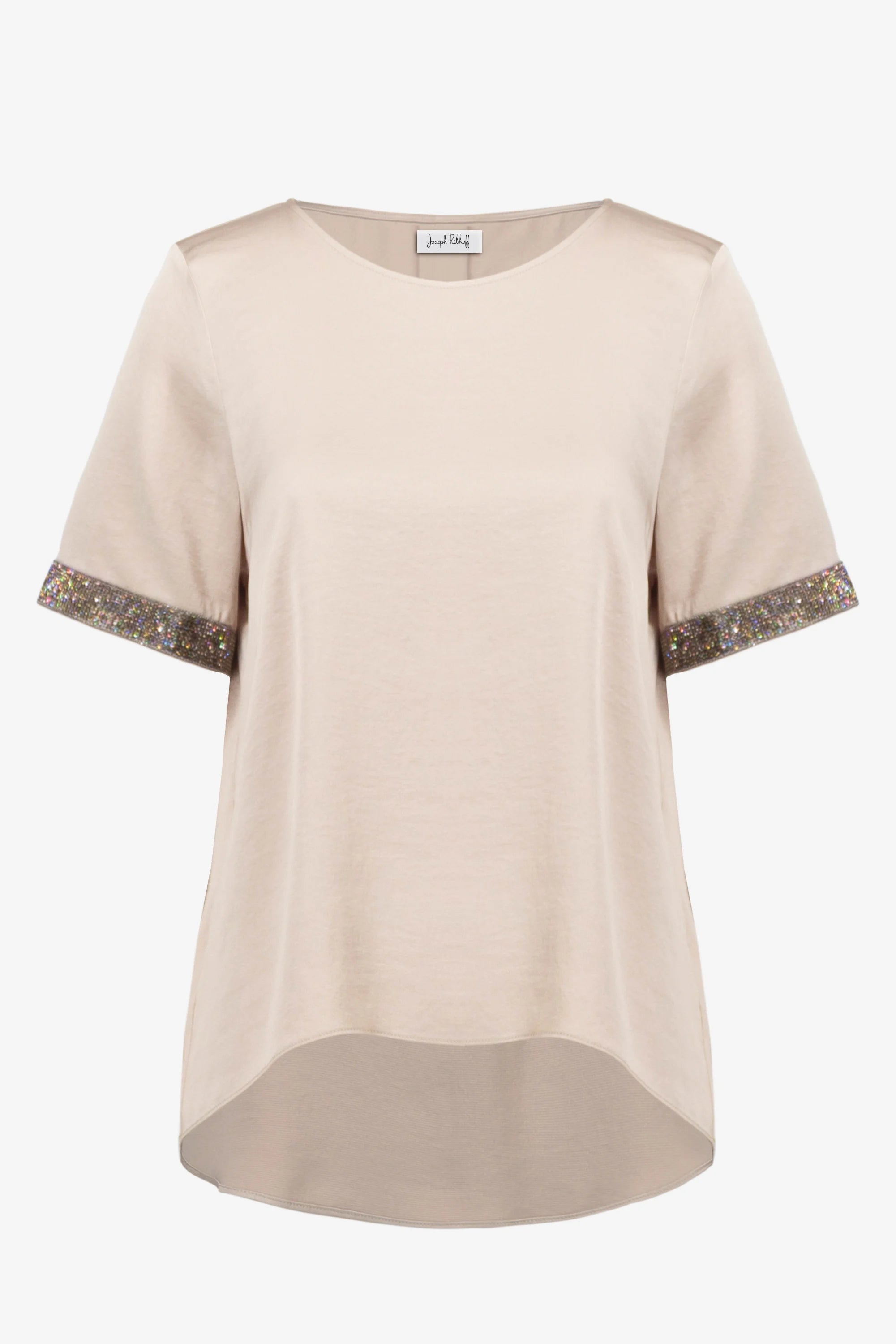 Joseph Ribkoff Recycled Satin Top With Rhinestones detail-261116