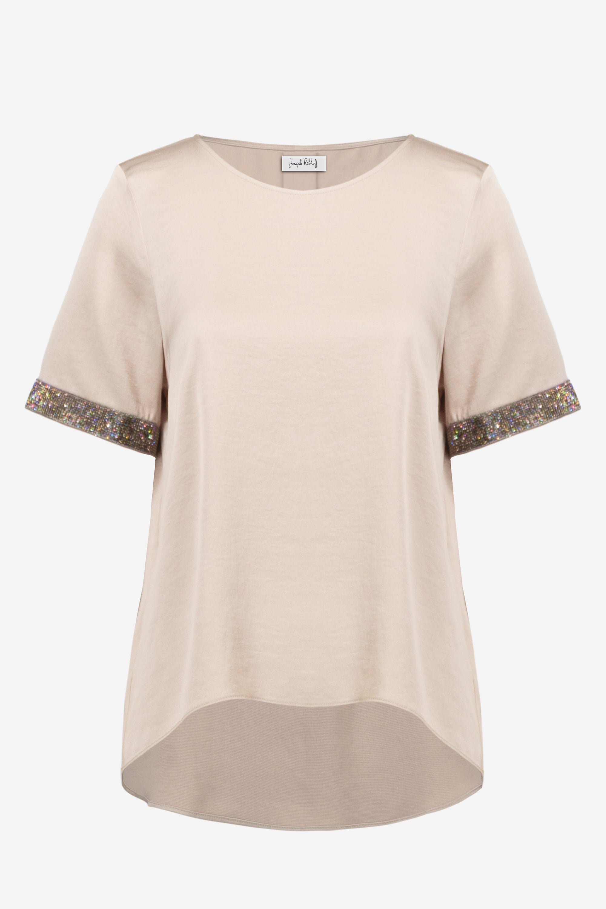 Recycled Satin Top With Rhinestones detail