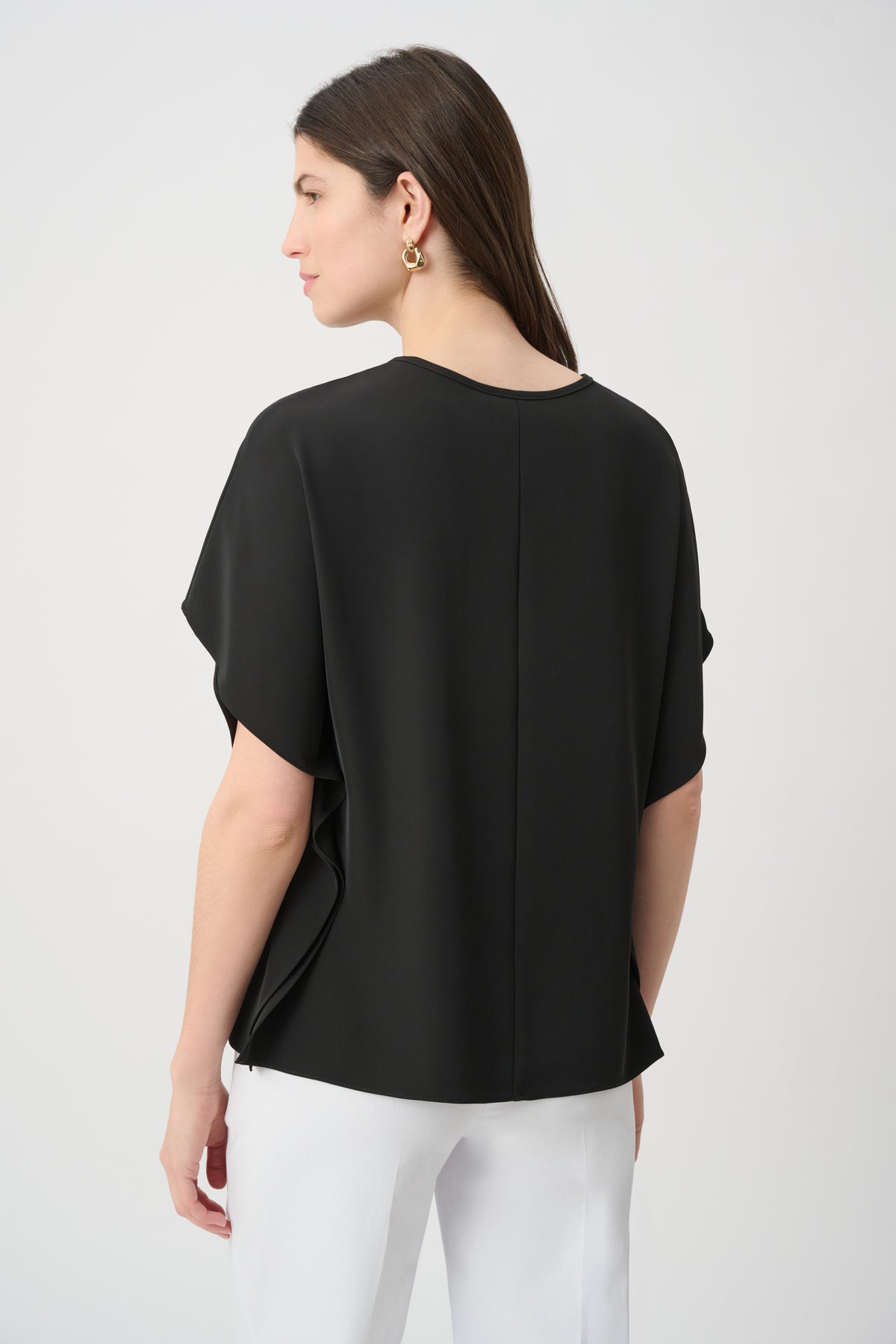 Joseph Ribkoff Woven Twill Poncho Top With Front Keyhole-261117, Black