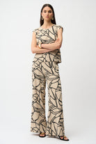 Recycled Woven Abstract Print Wide Leg Pull-On Pants