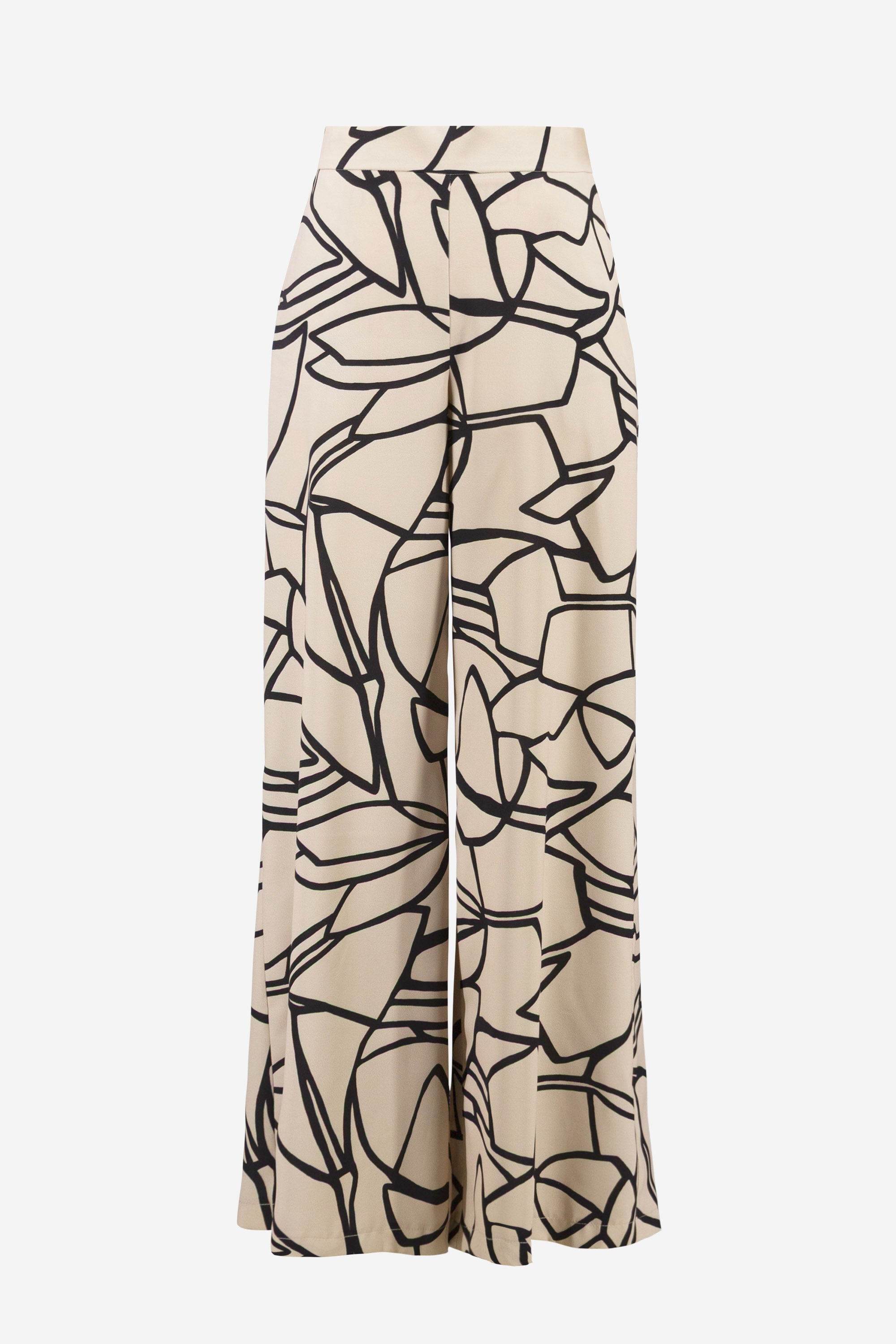 Recycled Woven Abstract Print Wide Leg Pull-On Pants
