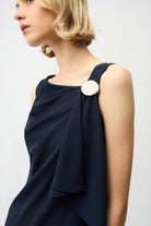 Woven Twill Shift Dress With Asymmetrical Neckline