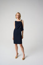 Woven Twill Shift Dress With Asymmetrical Neckline