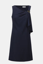 Woven Twill Shift Dress With Asymmetrical Neckline