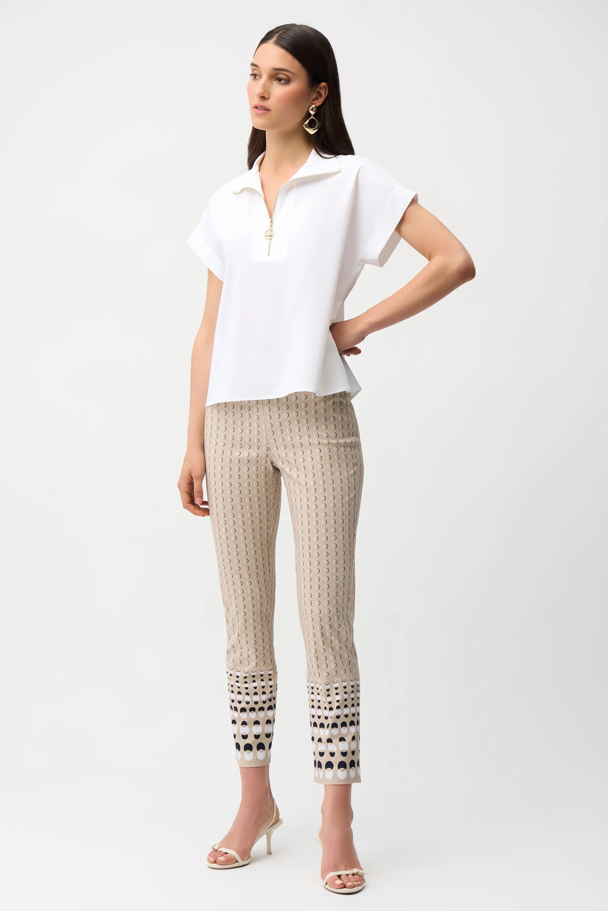 Joseph Ribkoff Stretch Poplin Straight Top With Zipped Neckline-261140