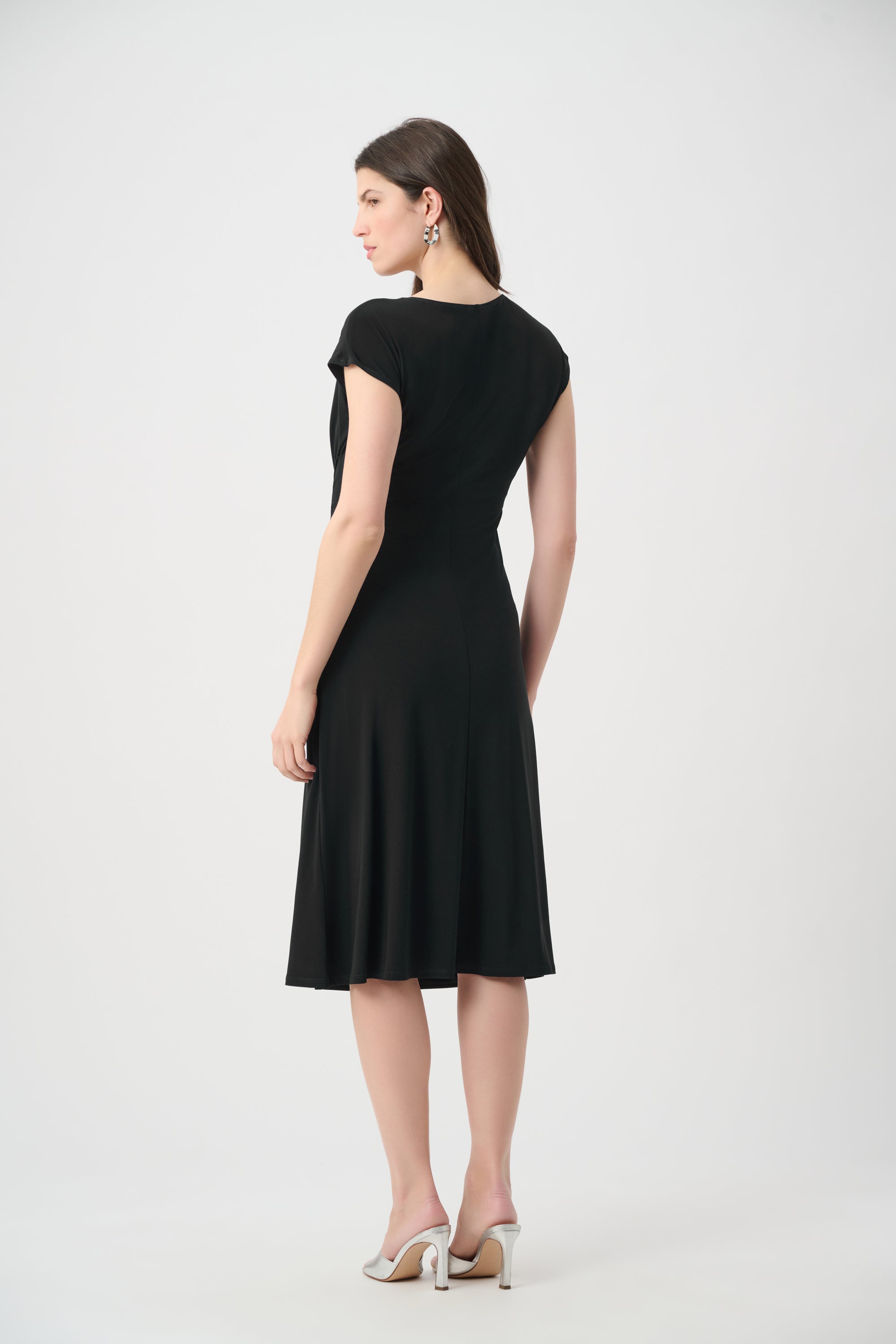 Silky Knit A Line Dress With Wrap Skirt