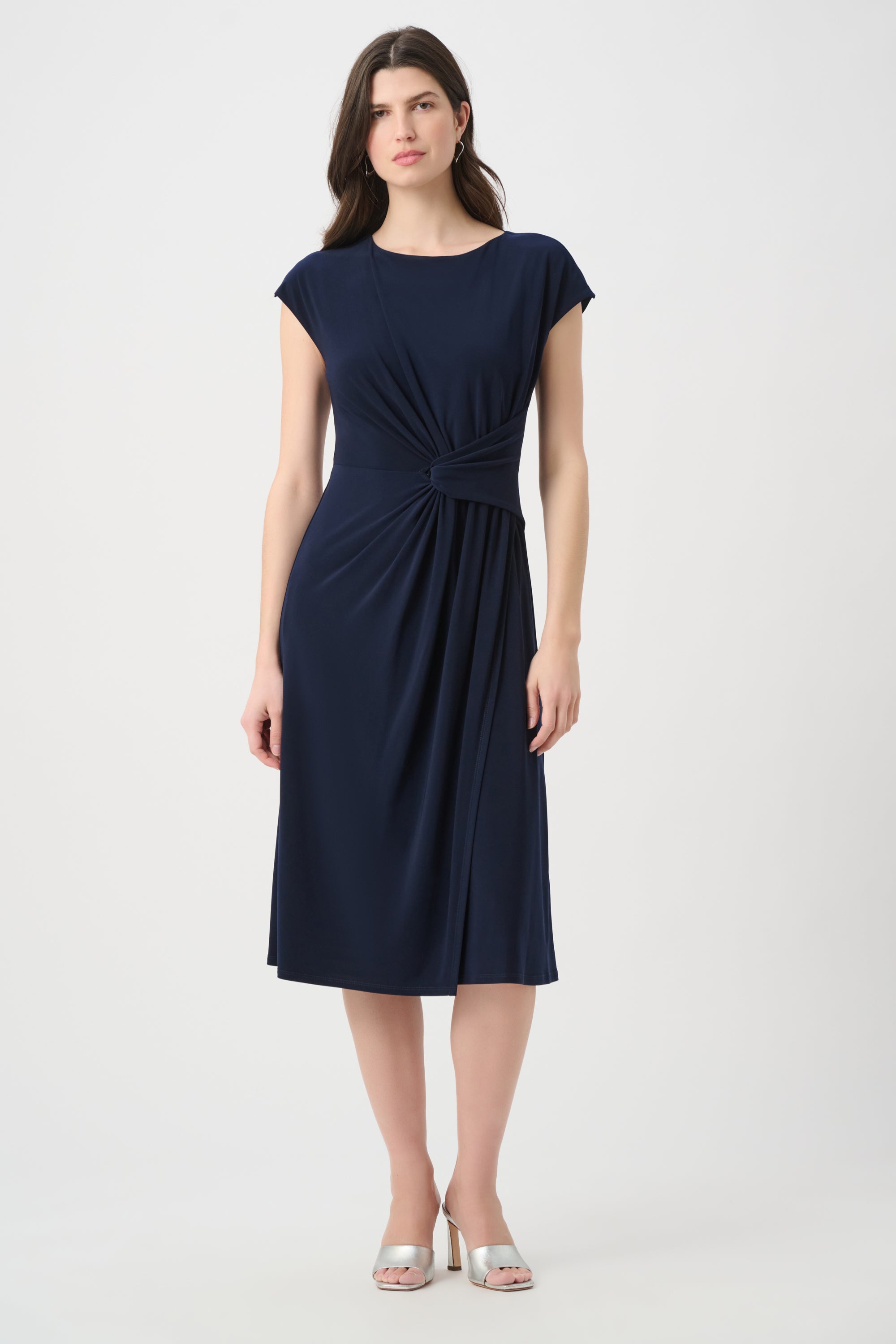 Silky Knit A Line Dress With Wrap Skirt